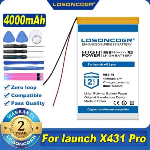 100% Original LOSONCOER NEW 4000mAh 4060110 Battery For Launch X431 Pro Battery For Mp3 MP4 DIY PAD DVD