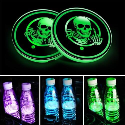 Car Dome LED Cup Bottle Holder Automotive Interior Lamp USB Multi-color Atmosphere Light Drink Holder Anti-Slip Mat Product Bulb