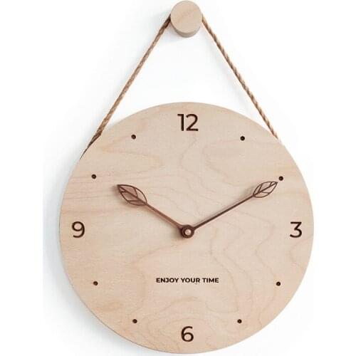 Wood Creative Wall Clock Nordic Japanese Living Room Modern Design Hanging Wall Clock Vintage Simple Round Home Decoration W6C