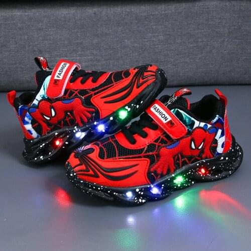 Childrens sports shoes 4-10 years old boys trendy shoes 2021 spring and autumn new female baby Disney Spiderman casual shoes