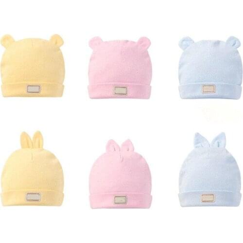 3 Colors Elastic Headscarf Double Layer Cotton Baby Caps Hats with Baby Bibs Pink Yellow Sky Blue for Newborn Infant 0-3 Months