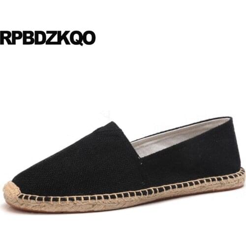 11 Fashion Hemp Big Size Comfort Korean Espadrilles 2021 Men Canvas Shoes Casual Driving Breathable Plus Black Designer Slip On