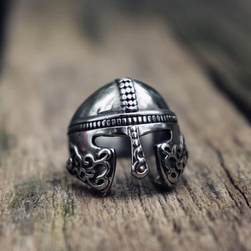 EYHIMD Viking Scandinavian Warrior Helmet Biker Stainless Steel Ring Mens Nordic Mythology Amulet Jewelry