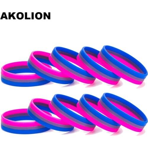 Gay Pride Bisexual Silicone Rubber Bracelets Sports Wrist Band Bangle SLP0002