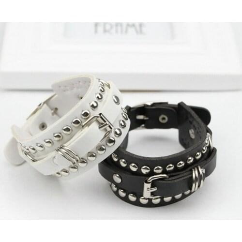 Hot sale Pu pulseira Fashion Unisex Punk Style Multilayer Buckle Leather Bracelets & Bangles Rivet Bracelet