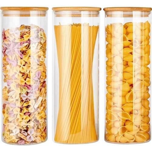 Mama Camilla 3'lü Set Maxi Size 1900 ml. Borosilicate Glass Jar Vacuum Bamboo Cover