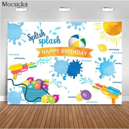 Mocsicka Birthday Party Background Water Gun Volleyball Decoration Style Children Shower Photo Background Photography Studio