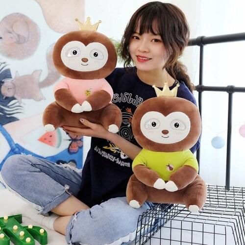 Cartoon Crown Sloth Plush Toy Doll Pillow Four Sides Play Comfortable Plush Animal Sloth Pillow Decoration Girl Children Gift