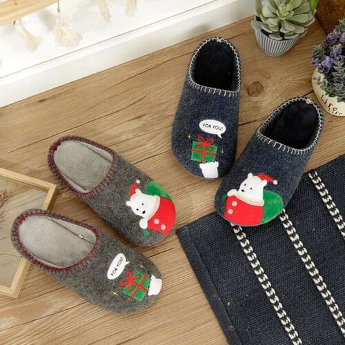 NAN JIU MOUNTAIN 2020 Christmas Home Indoor Slippers Women Cotton Slippers Non-Slip Silent Sole Men Women Couple Flats Shoes