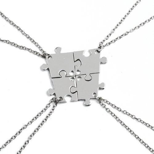 Necklace Set For FAmily Interlocking Jigsaw Puzzle Pendant Necklace Friendship Jewelry BFF Necklaces Best Friends Chokers For 4