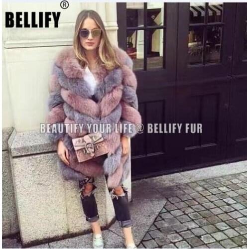Customized patchwork color Italy brands Milan Runway natural fox fur coats New collection twisted style Real Fur jackets