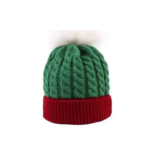 Autumn/Winter Christmas Childrens Knitted Hat Winter Warm Baby Woolen Hat Red Green Baby Christmas Gifts Kids Christmas Party
