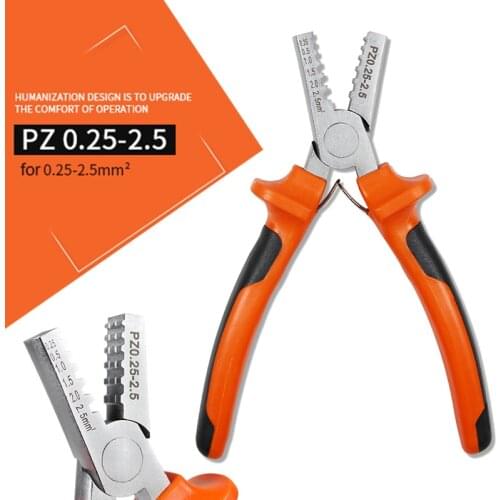 Professional Carbon Steel Crimping Pliers Hand Tool 0.25-2.5mm2 Sleeve Terminal Crimper Plier Wire Cable End Pliers
