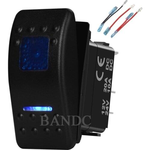 BLANK 5Pins On-Off SPST Dual Blue Led Toggle Switch for Car Boat Bus Motorcycle RV ARB，12V 20A 24V 10A，Jumper Wires