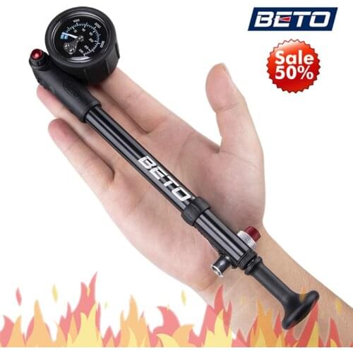 Beto Bike Shock Pump MTB Fork / Rear Suspension Pump For Bicycle 400 PSI Hose Air Hand Pump With Pressure Gauge Bike Inflator