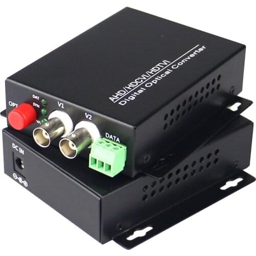 High Quality HD CVI 2 Channel Video Fiber Optical Converters DATA Transmitter Receiver For 720P 960P AHD CVI TVI HD Cameras CCTV