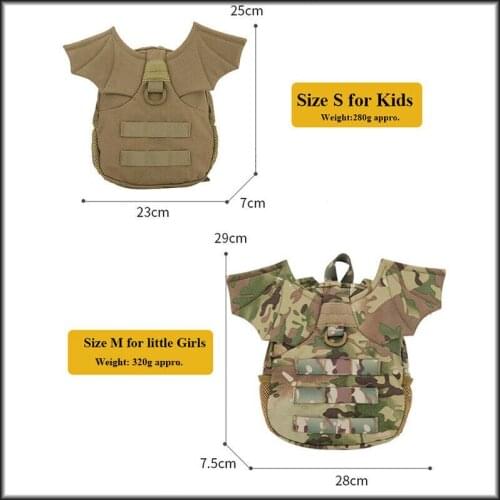 WoSporT Camouflage Little Demon Wing Backpack for Girls Kids Tactical Paintball Airsoft