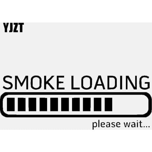 YJZT 15CM*5.4CM SMOKE LOADING Please Wait Vinyl Decal Car Sticker Truck Diesel Powerstroke Black/Silver C3-0909