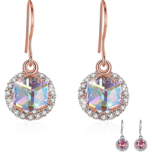 ZEMIOR 925 Sterling Silver Womens Drop Earrings Geometric Double-Sided Austria Crystal Earring Wedding Fine Jewelry On Sale