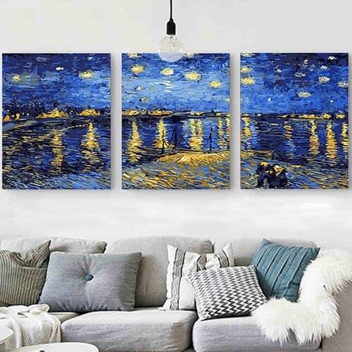 MaHuaf-A1150 three-picture combination Framed painting by numbers canvas hand painted wall decor
