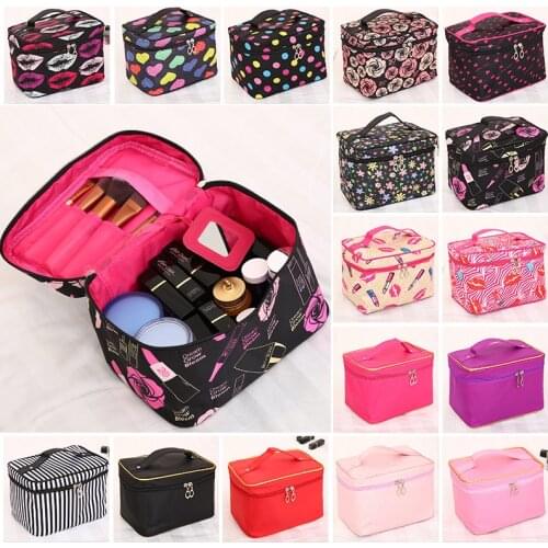 Woman Cosmetic Bags Striped Pattern Organizer Makeup Bag Folding Travel Toiletry Bag Large Capacity Storage Beauty Bag