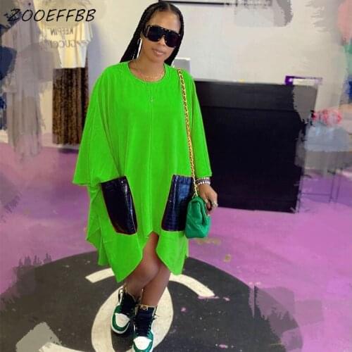 ZOOEFFBB Patchwork Pockets Loose Dress Sexy Birthday Outfits Fall Clothes for Women Y2k Fashion Flying Sleeve LoungeWear Dresses