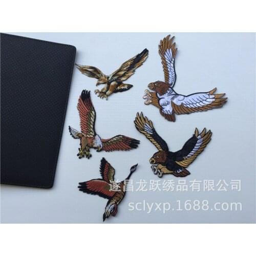 10pcs/lot Large Embroidery Patch Flying Eagle Owl Animal Clothing Decoration Sewing Accessories Diy Iron Heat Transfer Applique