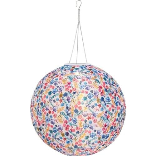 12 inch Printed LED Round Solar Lantern Pendant Waterproof LED Round Lantern Holiday Supplies Gift Craft Decoration