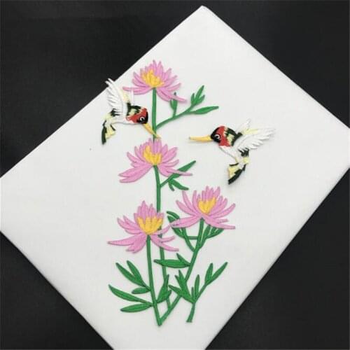 2sets Bird, daisies Applique Clothing Embroidery Patch Sticker Iron On Patch Craft Sewing Repair Embroidered 23X25cm L264