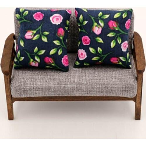 2Pcs lower Pillow Cushions For Sofa Couch Bed 1/12 Doll house Miniature L:4.3 W3.9 F