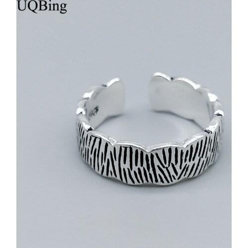 2019 Retro 925 Sterling Silver Striped Wavy Rings Open Rings Jewelry Wholesale