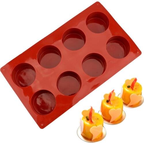 8 Holes Round Cake Mold 3D Handmade Cupcake Silicone Cake Mold Muffin Cupcake Baking Pan DIY Cake Mould Chocolate Biscuit
