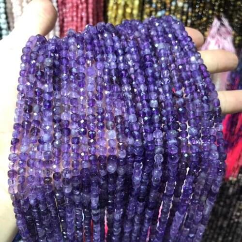 High Quality Amethysts Natural Stone Section Beads Round Loose Spacer Beads for Jewelry Making DIY Bracelet