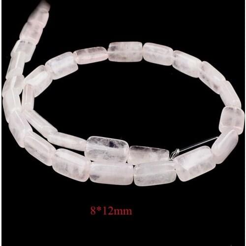 GEM-Inside Natural 8x12mm Column Tube Pink Quartz Gemstones Loose Beads for Jewelry Making 15"