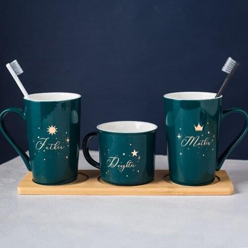 Couple mouthwash cup Family of three wash Set toothbrush cup High-grade ceramics Home Hotel Supplies