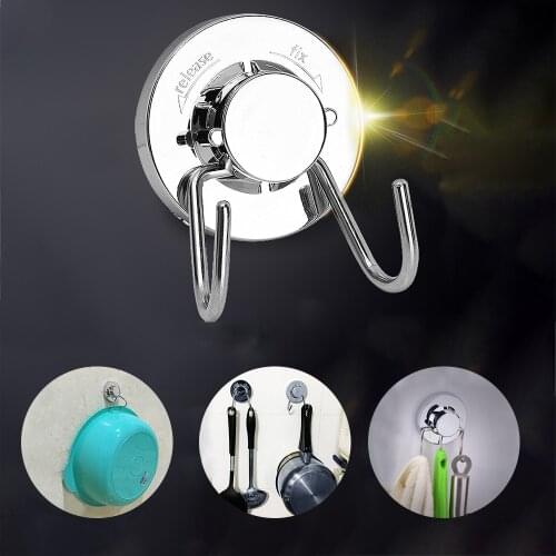 Stainless Steel Suction Cup Double Hooks Wall Hook Bath Towel Heavy Duty Suction Cup Holder With Sticker For Kitchen Bathroom