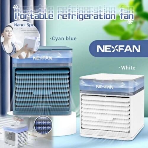 2021 New Air Cooler Portable Movable Home Office Mini Air Condition USB Leafless Cooling Fan Humidifier Refrigeration 3 Speeds