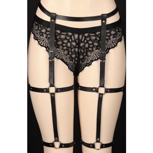 Black Gothic Leg Garter Belt Punk Thigh Harness Lingerie Sexy Pole Dance Bondage Body Garter Belt Stockings Suspenders Fetish