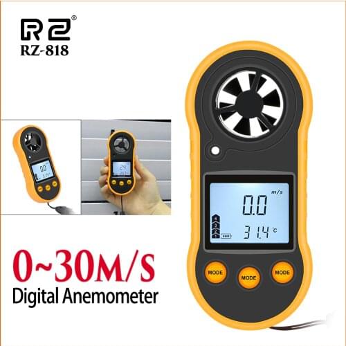 RZ Speed Measuring Instruments Anemometer Lcd Digital Wind Speed Meter Sensor Portable 0-30m/S GM816 Anemometer Wind Speed Meter