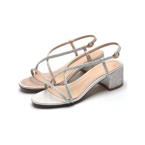 Big Size9 10 11 12 high heels sandals women shoes woman summer ladies Crystal strap heeled single shoe