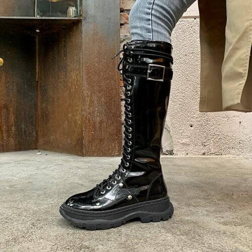 SKLFGXZY Winter New style Genuine leather Knee-high boots Women boots Motorcycle boots Snow boots warm outdoor Women shoes