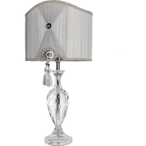 Modern Crystal Bedroom Table Lamp Fabric Lampshade Living Room Decoration Abajur Table lamp For Bedroom Lamparas De Mesa