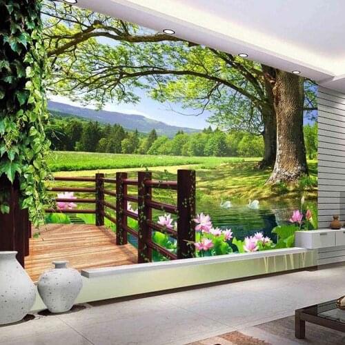 3D Modern Green Tree flower Photo Mural Wallpaper for Living Room Restaurant TV Background Wall Paper Murals Landscape