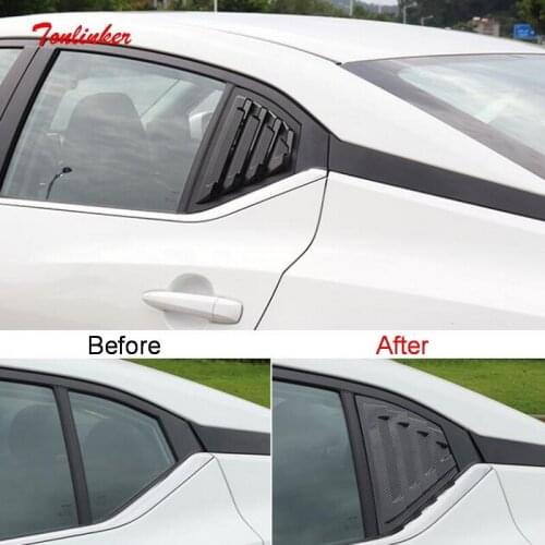 Tonlinker Exterior Car Rear Windows Triangle blinds Cover Stickers for NISSAN SYLPHY 2020 Car styling 2 PCS ABS Cover stickers