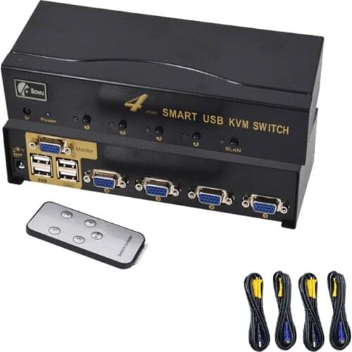 USB KVM Switch 4 in 1 out Suitable For Four Host Monitoring Hard Disk To Share a Set Of Keyboard Mouse And Monitor VGA Switch