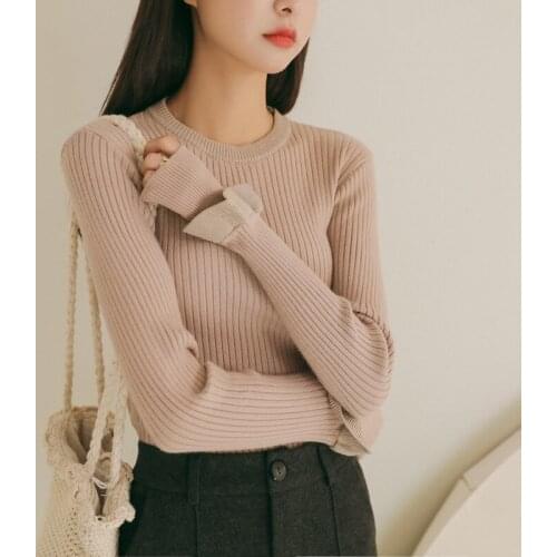 Winter korean clothes crop top womens a long sleeve vest knitted wool christmas 2018 sweaters and pullovers ladies harajuku