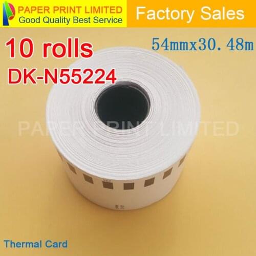 10 Refill Rolls Generic DK-N55224 Label Non-Adhesive 54mm*30.48M Continuous Compatible for Brother Label Printer DK-N5224