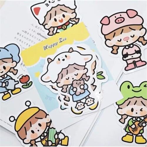 12pcs Lovery Girl and Bear Waterproof Suitcase Sticker for Car Making Bullet Journal DIY Scrapbooking