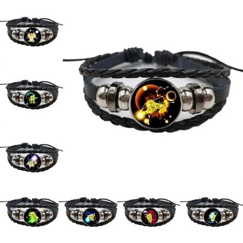 12 Constellation Logo Keychain Sphere Glass Keychain Unilateral Scorpio Leo Aries Birthday Gift For Men And Women