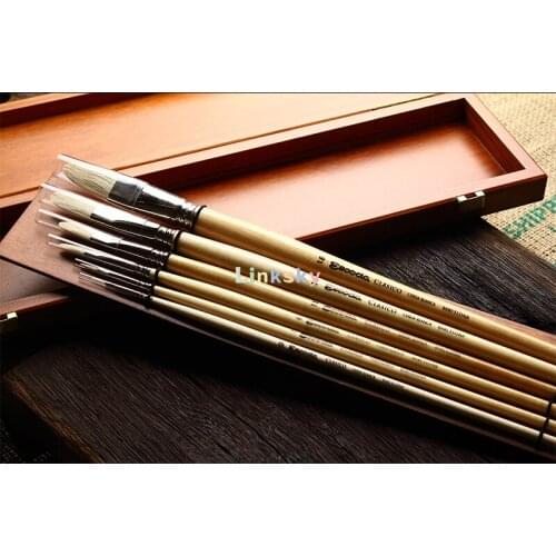 Escoda 4729 Series,6 Pcs Brush Set,high Quality White Hog Bristles ,suitable for Different Thickness Oil Painting and Propylene